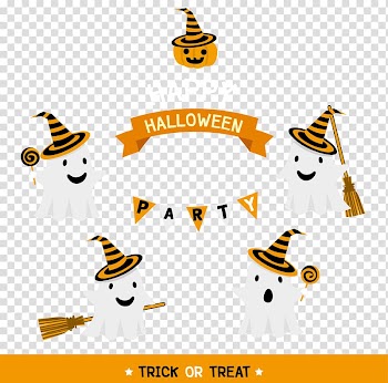 Happy Halloween cute white ghost element transparent background PNG clipart