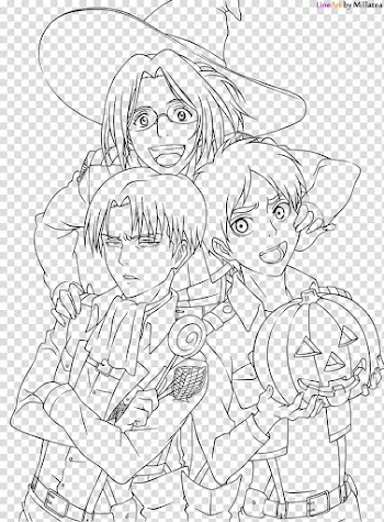Happy Halloween Eren Levi and Hanji, anime characters sketch transparent background PNG clipart