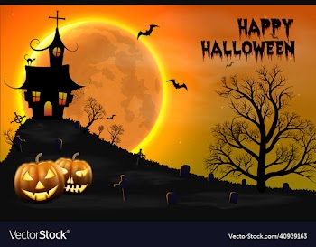happy halloween night background with haunted