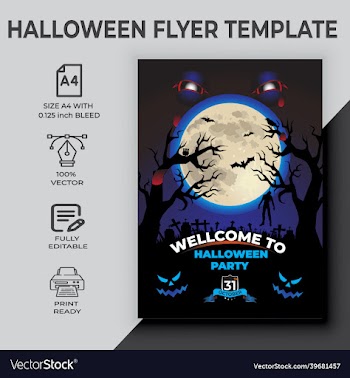 happy halloween party flyer design template