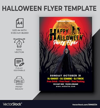 happy halloween party flyer template design