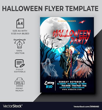 happy halloween party flyer template design