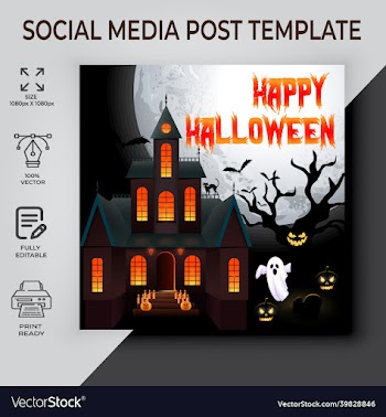 happy halloween post template design