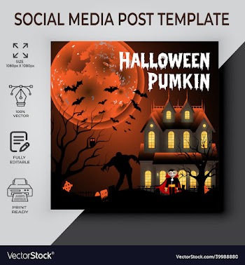 happy halloween post template design
