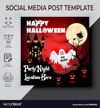 happy halloween post template design