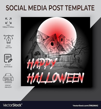 happy halloween social media post design