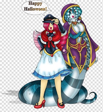 Happy Halloween, two female character transparent background PNG clipart