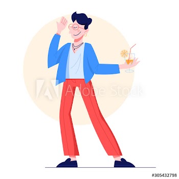 Happy handsome young man dancing to the music in a club