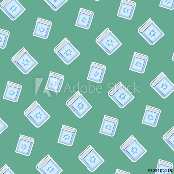 happy hanukkah celebration card with sacred book pattern