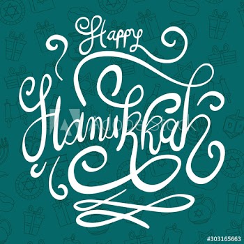 happy hanukkah celebration lettering card