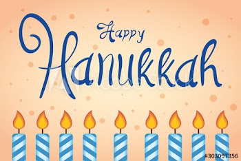 happy hanukkah celebration lettering with candles