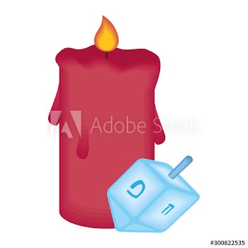 happy hanukkah pyrinola with candle