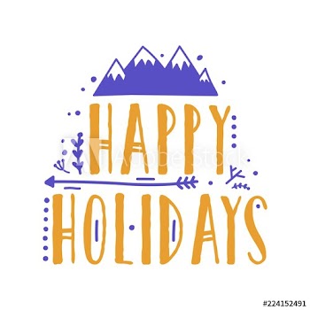 Happy Holidays lettering handwritten with calligraphic font