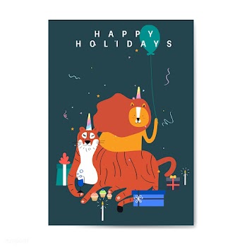Happy holidays postcard design vector | Free stock vector - 518598