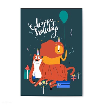 Happy holidays postcard design vector | Free stock vector - 518612