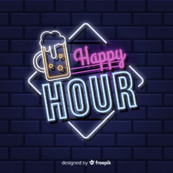 Happy hour neon sign Free Vector