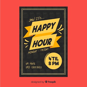 Happy hour poster for restaurants Free Vector