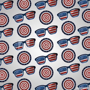 happy independence celebration american glasses with circles white background vector illustration