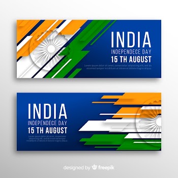 Happy india independence day banners Free Vector
