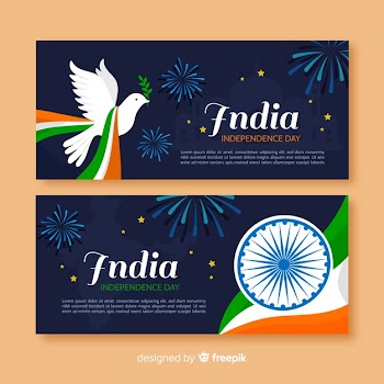 Happy india independence day banners Free Vector