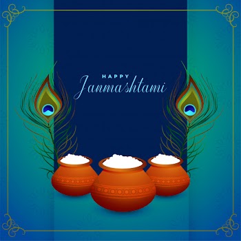 Happy janmashtami dahi handi festival Free Vector