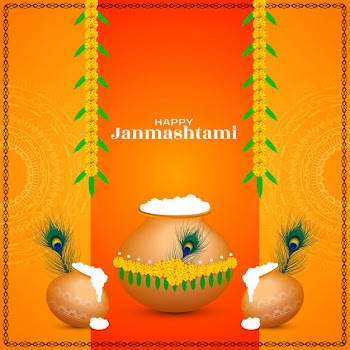 Happy janmashtami indian festival decorative background Free Vector