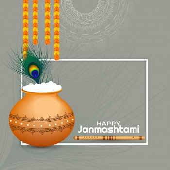 Happy janmashtami religious festival decorative card Free Vector