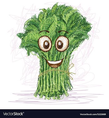 Happy kangkong vegetable cartoon character smiling vector image