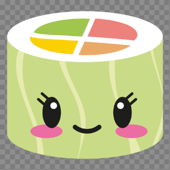 Happy kawaii face sushi roll food - Transparent PNG & SVG vector