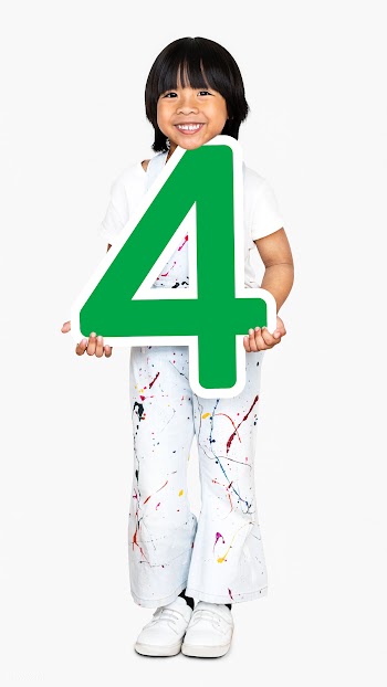 Happy kid holding number four | Free stock psd mockup - 491772