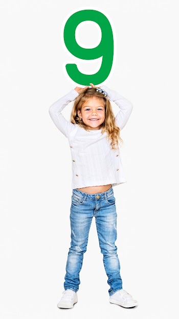 Happy kid holding number nine | Free stock psd mockup - 491853