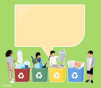Happy kids collecting trash for recycling | Free stock psd mockup - 504036
