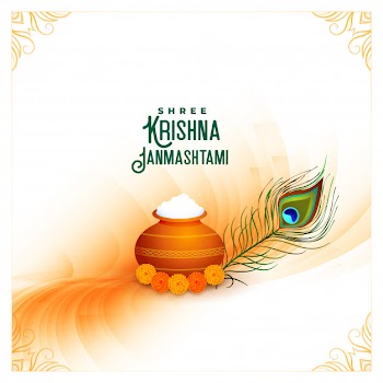 Happy krishna janmashtami greeting Free Vector