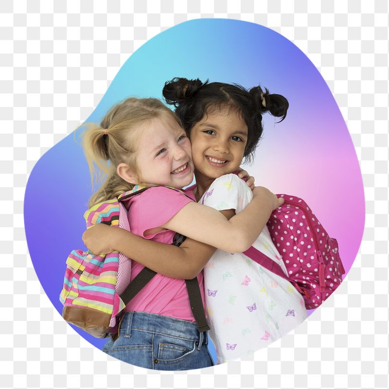 Happy little girls png hugging | Free PNG - rawpixel
