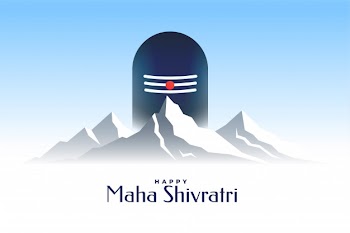 Happy maha shivratri card with shivling and mountain Free Vector