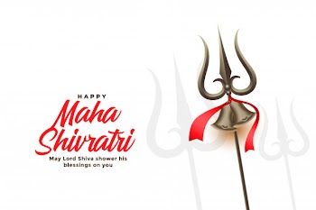 Happy maha shivratri festival greeting card with trishul Free Vector