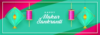Happy makar sankranti indian kite festival banner Free Vector