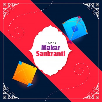 Happy makar sankranti wishes festival card design Free Vector