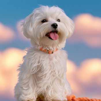Happy Maltese Puppy Waiting with Joyful Expression