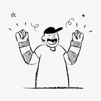 Happy man cheering, marketing doodle | Free PSD Illustration - rawpixel