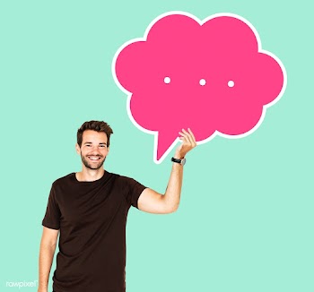 Happy man holding a speech bubble | Free stock psd mockup - 493068