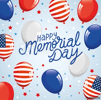 happy memorial day with decoration of balloons helium design