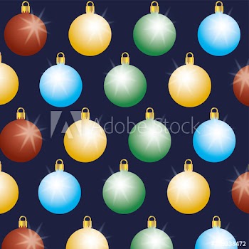 happy merry christmas card with balls hanging