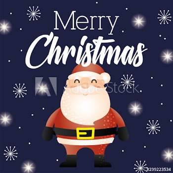 happy merry christmas card with santa claus