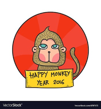 Happy Monkey Year 2016 Hand Drawn Character vector image