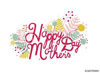 Happy Mother's Day phrase written with stylish script and decorated by meadow plants and herbs