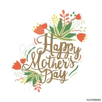 Happy Mother's Day wish handwritten with elegant script and decorated by tulip flowers