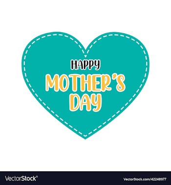 happy mothers day with a blue heart