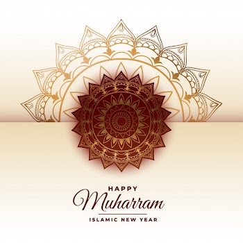 Happy muharram islamic festival decoration background Free Vector