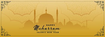 Happy muharram muslim festival islamic banner Free Vector